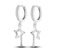 Parmuz 925 sterling silver hoop earring for Woman Dangle Drop Boho vintage Feather Dangling Earring set purple Dream Catcher Simple Small Huggie earring Jewelry Gift
