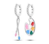 Parmuz 925 sterling silver hoop earring for Woman Dangle Drop Boho vintage Feather Dangling Earring set purple Dream Catcher Simple Small Huggie earring Jewelry Gift