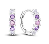Parmuz 925 Sterling Silver Hoop Earring Simple Colorful Cubic Zirconia U-Shaped Star Moon Butterfly Small Huggie Earrings Jewelry Set for Women