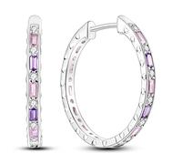 Parmuz 925 Sterling Silver Hoop Earrings Star Moon Hoop Earrings for Women Colorful Large Big Hoops Various Fashion Trendy Earrings Jewelry for Birthday Party