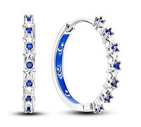 Parmuz 925 Sterling Silver Hoop Earrings Star Moon Hoop Earrings for Women Colorful Large Big Hoops Various Fashion Trendy Earrings Jewelry for Birthday Party