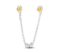 Parmuz 925 Sterling silver Safety Chain for Bracelet Love Butterfly Evil Eye Stopper Spacer Charm Clip Charms Dangle Pendants Beads Jewelry Gift for Women