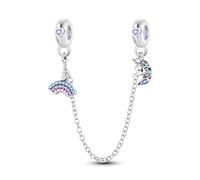 Parmuz 925 Sterling silver Safety Chain for Bracelet Love Butterfly Evil Eye Stopper Spacer Charm Clip Charms Dangle Pendants Beads Jewelry Gift for Women