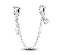 Parmuz 925 Sterling silver Safety Chain for Bracelet Love Butterfly Evil Eye Stopper Spacer Charm Clip Charms Dangle Pendants Beads Jewelry Gift for Women