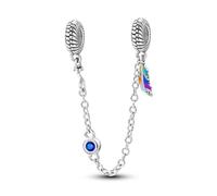 Parmuz 925 Sterling silver Safety Chain for Bracelet Love Butterfly Evil Eye Stopper Spacer Charm Clip Charms Dangle Pendants Beads Jewelry Gift for Women