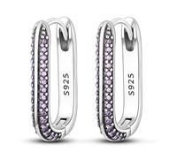 Parmuz 925 Sterling Silver U-Shaped Hoop Earring Simple Colorful Cubic Zirconia Square Small Huggie Earrings Jewelry Set for Women …