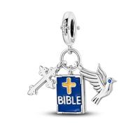 Parmuz Charms for Bracelet Necklace Cross Bible Dove 925 Sterling Silver Beads Faith Dangle Pendant Jewelry Gifts for Women