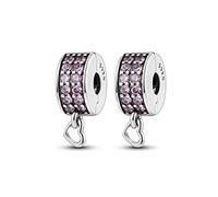 Parmuz Clip Spacer Charm for Bracelet 925 Sterling Silver Pave Cubic Zirconia Clip Lock Spacer Stopper Charm Bead Star Moon Evil Eye charms Jewelry Gift for Woman