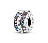 Parmuz Clip Spacer Charm for Bracelet 925 Sterling Silver Pave Cubic Zirconia Clip Lock Spacer Stopper Charm Bead Star Moon Evil Eye charms Jewelry Gift for Woman