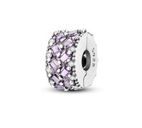 Parmuz Clip Spacer Charm for Bracelet 925 Sterling Silver Pave Cubic Zirconia Clip Lock Spacer Stopper Charm Bead Star Moon Evil Eye charms Jewelry Gift for Woman