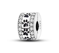 Parmuz Clip Spacer Charm for Bracelet 925 Sterling Silver Pave Lock Stopper Charm Bracelet Beads Pink Daisy Butterfly Cubic Zirconia Openable Beads Jewelry Gift for Woman
