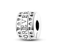 Parmuz Clip Spacer Charm for Bracelet 925 Sterling Silver Pave Lock Stopper Charm Bracelet Beads Pink Daisy Butterfly Cubic Zirconia Openable Beads Jewelry Gift for Woman