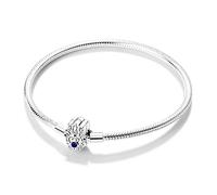 Parmuz Sterling Silver Snake Chain Charm Bracelet - Evil Eye Dream Catcher Key Love Heart Clasp Travel Charm Iconic Moments European Jewelry Gift for Woman