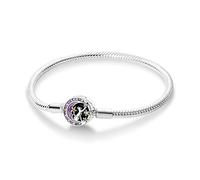 Parmuz Sterling Silver Snake Chain Charm Bracelet - Evil Eye Dream Catcher Key Love Heart Clasp Travel Charm Iconic Moments European Jewelry Gift for Woman