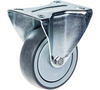 Parnells 100mm 4" Castor Grey Rubber Tyre Fixed Strong 110Kg Capacity