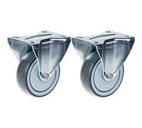 Parnells 100mm 4" Castor Grey Rubber Tyre Fixed Strong 220Kg Capacity, Set Of 2