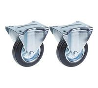 Parnells 100mm 4" Castor Rubber Tyre, Fixed, Strong 180Kg Capacity, Set Of 2