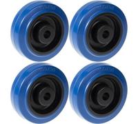 Parnells 100mm 4" Wheel Blue Rubber With Nylon Centre Strong 600Kg Capacity, Set Of 4