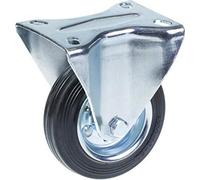 Parnells 100mm Fixed Castor With Black Rubber On Pressed Steel Centre Wheel
