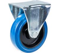 Parnells 100mm Fixed Castor With Blue Elastic Rubber On Nylon Centre Wheel