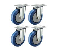 Parnells 100mm Flight Case Castors - Elastic Rubber Swivel Castor 150Kg Each - Set Of 4 -