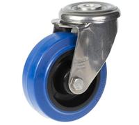 Parnells 100mm Stainless Steel Swivel Castor With Blue Elastic Rubber On Nylon Centre Whe