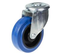 Parnells 100mm Swivel Castor With Blue Elastic Rubber On Nylon Centre Wheel