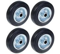 Parnells 125mm 5" Black Rubber Wheel With Pressed Steel Centre 120Kg - Set Of 4