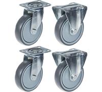 Parnells 125mm 5" Castor Grey Rubber Tyre Swivel & Fixed Strong 520Kg Capacity, Set Of 4