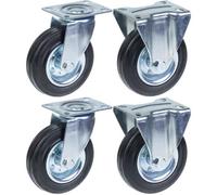 Parnells 125mm 5" Castor Rubber Tyre, Swivel & Fixed, Strong 480Kg Capacity, Set Of 4