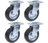 Parnells 125mm 5" Castor Rubber Tyre, Swivel, Strong 480Kg Capacity, Set Of 4