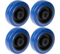Parnells 125mm 5" Wheel Blue Rubber With Nylon Centre Strong 800Kg Capacity, Set Of 4