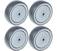 Parnells 125mm 5" Wheel Grey Rubber With Plastic Centre Strong 520Kg Capacity, Set Of 4