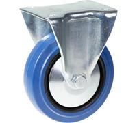 Parnells 125mm Fixed Castor With Blue Elastic Rubber On Nylon Centre Wheel