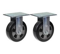 Parnells 152mm 6" Castor Black Rubber Fixed Strong 660Kg Capacity, Set Of 2