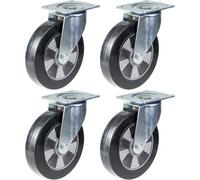 Parnells 152mm 6" Castor Black Rubber Swivel Strong 1320Kg Capacity, Set Of 4