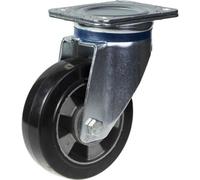 Parnells 152mm Swivel Castor With Black Elastic Rubber On Aluminium Centre Wheel