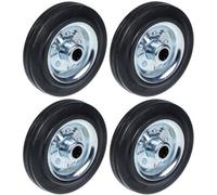 Parnells 160mm 6" Black Rubber Wheel With Pressed Steel Centre 150Kg - Set Of 4