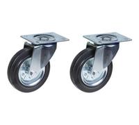 Parnells 160mm 6" Castor Rubber Tyre, Swivel, Strong 300Kg Capacity, Set Of 2
