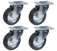 Parnells 160mm 6" Castor Rubber Tyre, Swivel, Strong 600Kg Capacity, Set Of 4