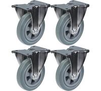 Parnells 160mm 6" Stainless Steel Castor Grey Rubber, Fixed, 540Kg, Set Of 4
