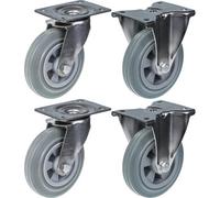 Parnells 160mm 6" Stainless Steel Castor Grey Rubber, Swivel & Fixed, 540Kg, Set Of 4