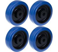 Parnells 160mm 6" Wheel Blue Rubber With Nylon Centre Strong 1400Kg Capacity, Set Of 4
