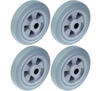 Parnells 160mm 6" Wheel Grey Rubber Tyre With Plastic Centre 540Kg Capacity, Set Of 4
