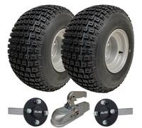 Parnells 18X9.50-8 Atv Quad Trailer Kit, Knobby Wheels Al-Ko Hub & Stub Axles Cast Hitch