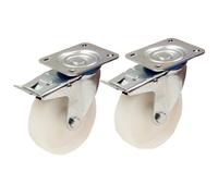 Parnells 2 - 80mm 3" Inch Nylon Castors - Heavy Duty Swivel Braked Castor Set 120Kg Each