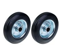 Parnells 200mm 8" Black Rubber Wheel With Pressed Steel Centre 185Kg - Set Of 2