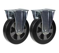 Parnells 200mm 8" Castor Black Rubber Fixed Strong 900Kg Capacity, Set Of 2