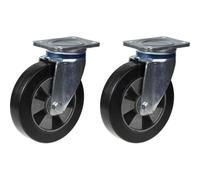 Parnells 200mm 8" Castor Black Rubber Swivel Strong 900Kg Capacity, Set Of 2