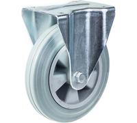 Parnells 200mm 8" Castor Grey Rubber Tyre Fixed Strong 205Kg Capacity